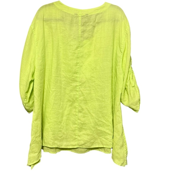 Ali Miles 3/4 Puff Sleeve Lightweight Lagenlook Artsy Button Neckline Blouse 1X - Picture 6 of 12